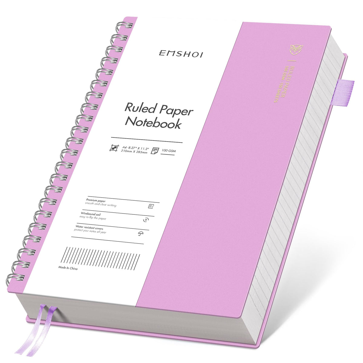 EMSHOI Lined Spiral Journal Notebook, 300 Pages, A5 Size (5.7'' x 8.2'')