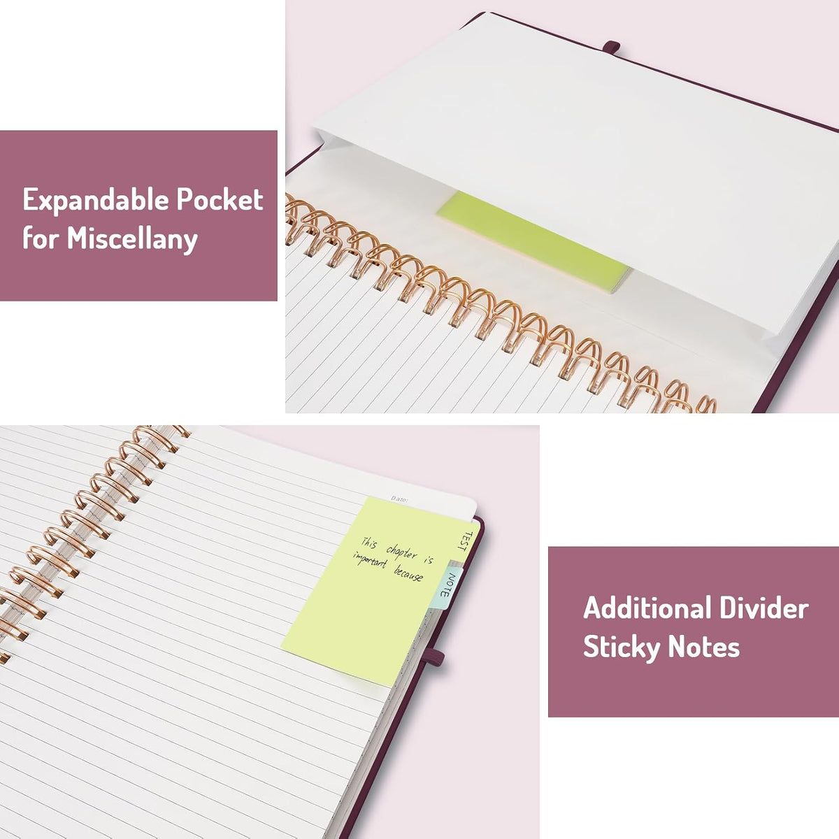 Forvencer Lined Spiral Journal Notebook with 300 Numbered Pages, B5