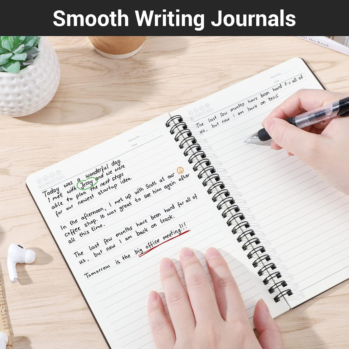 EUSOAR Spiral Ruled Notebook, A5 3packs 5.5"X8.3" 120 Pages Lined Travel Writing Notebooks Journal, Memo Notepad Sketchbook, Office Business Subject Diary Ruled Spiral Book Journal-Coffee Cover