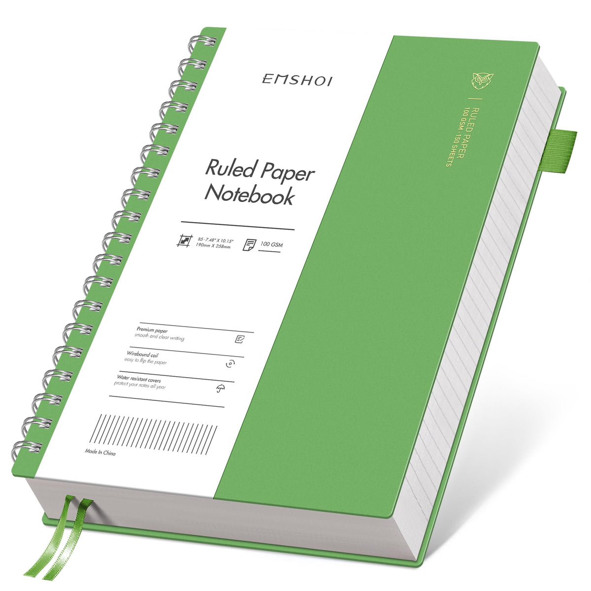 EMSHOI Lined Spiral Journal Notebook, 300 Pages, A5 Size (5.7'' x 8.2'')