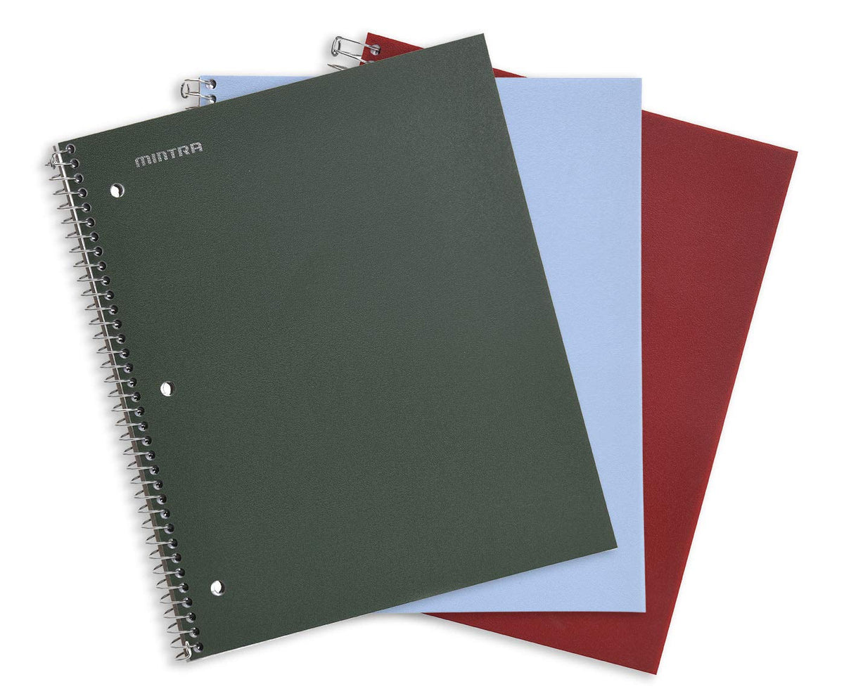 Mintra Office Durable Spiral Notebooks, 1 Subject, (Spring Pink, Sun Yellow, Arctic Ice, College Ruled 3pk)