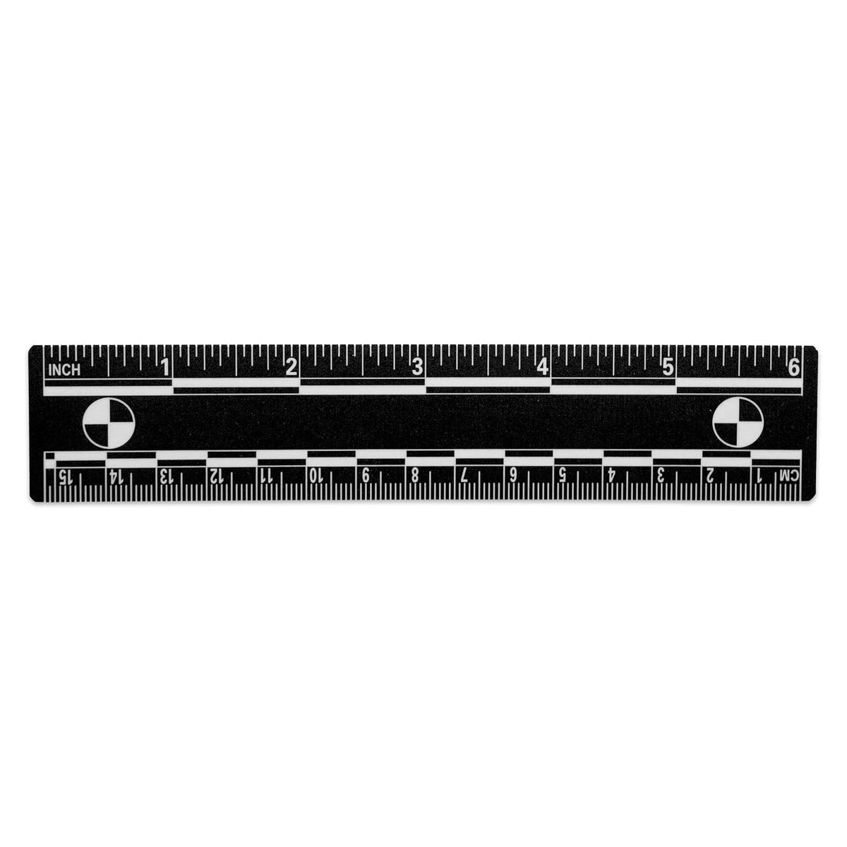Crime Scene Professional Evidence Photography Scale, 10-Pack, 15cm/6inch Vinyl Rulers with Reference Circles, Dual Measurement (Black)