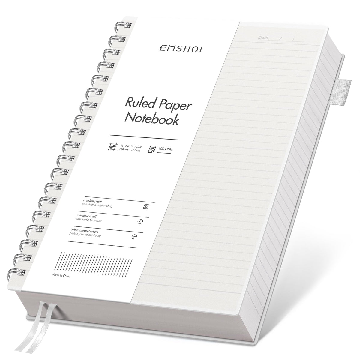 EMSHOI Lined Spiral Journal Notebook, 300 Pages, A5 Size (5.7'' x 8.2'')