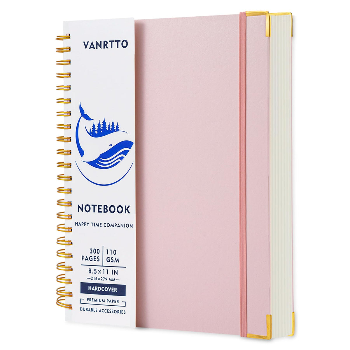 VANRTTO Hardcover 5 Subjects Spiral Notebook College Ruled Lined B5 Black