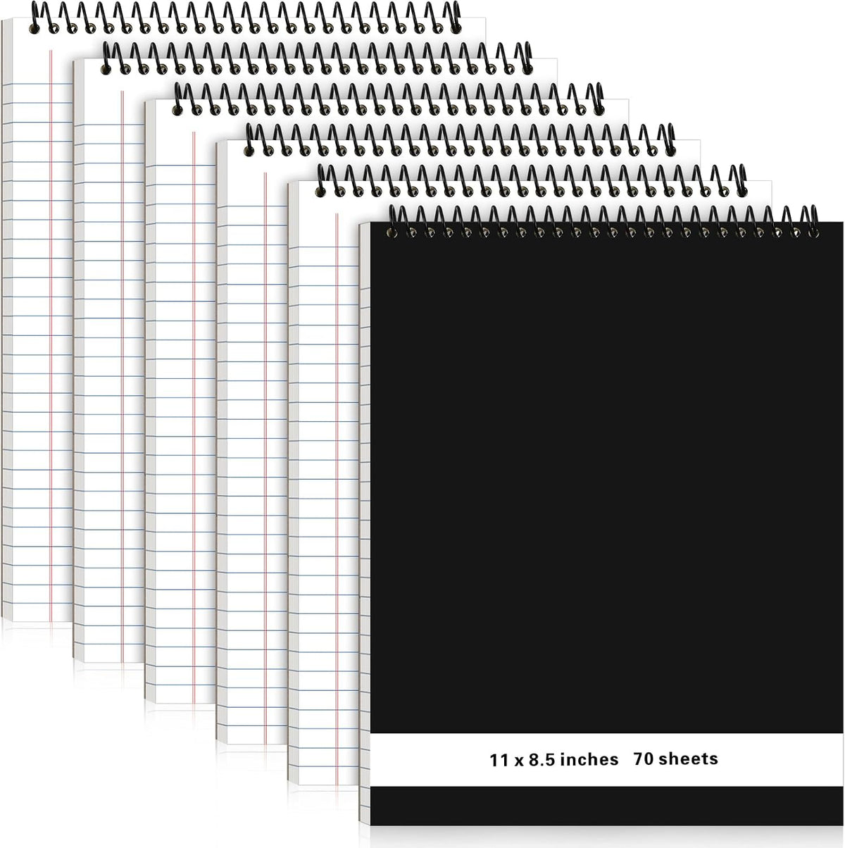 Resurhang 6 Pcs Top Spiral Notebooks,8.5 x 11 Inches,No Holes,White
