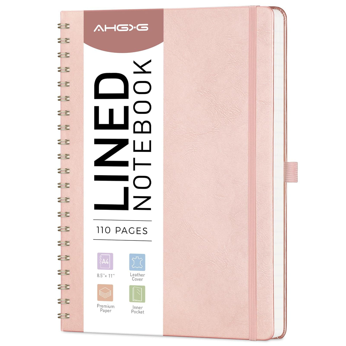 AHGXG Lined Spiral Journal Notebook, 110 Pages, A4 (8.5" x 11")