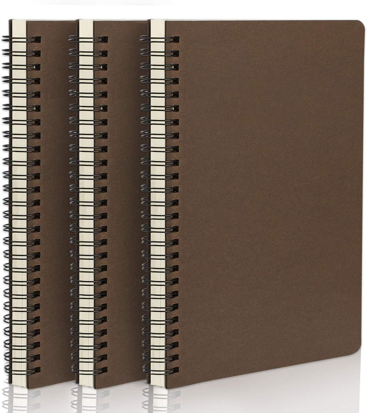 EUSOAR Spiral Ruled Notebook, A5 3packs 5.5"X8.3" 120 Pages Lined Travel Writing Notebooks Journal, Memo Notepad Sketchbook, Office Business Subject Diary Ruled Spiral Book Journal-Coffee Cover
