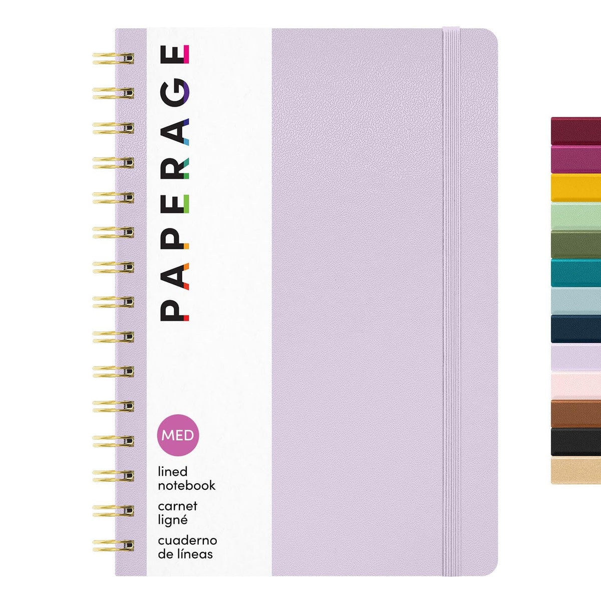 PAPERAGE Lined Spiral Journal Notebook, (Burgundy, Navy, Olive Green), 3 Pack, 160 Pages, Medium 5.5 inches x 8 inches - 100 GSM Thick Paper, Hardcover, Double-Wire Spiral Journal & Notebook