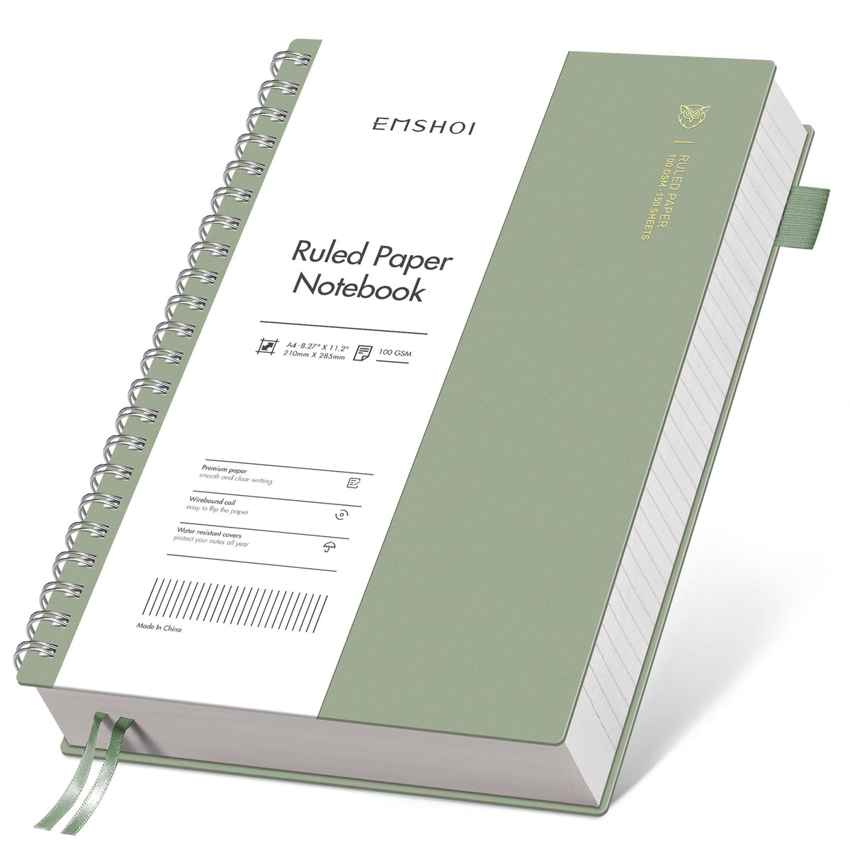 EMSHOI Lined Spiral Journal Notebook, 300 Pages, A5 Size (5.7'' x 8.2'')