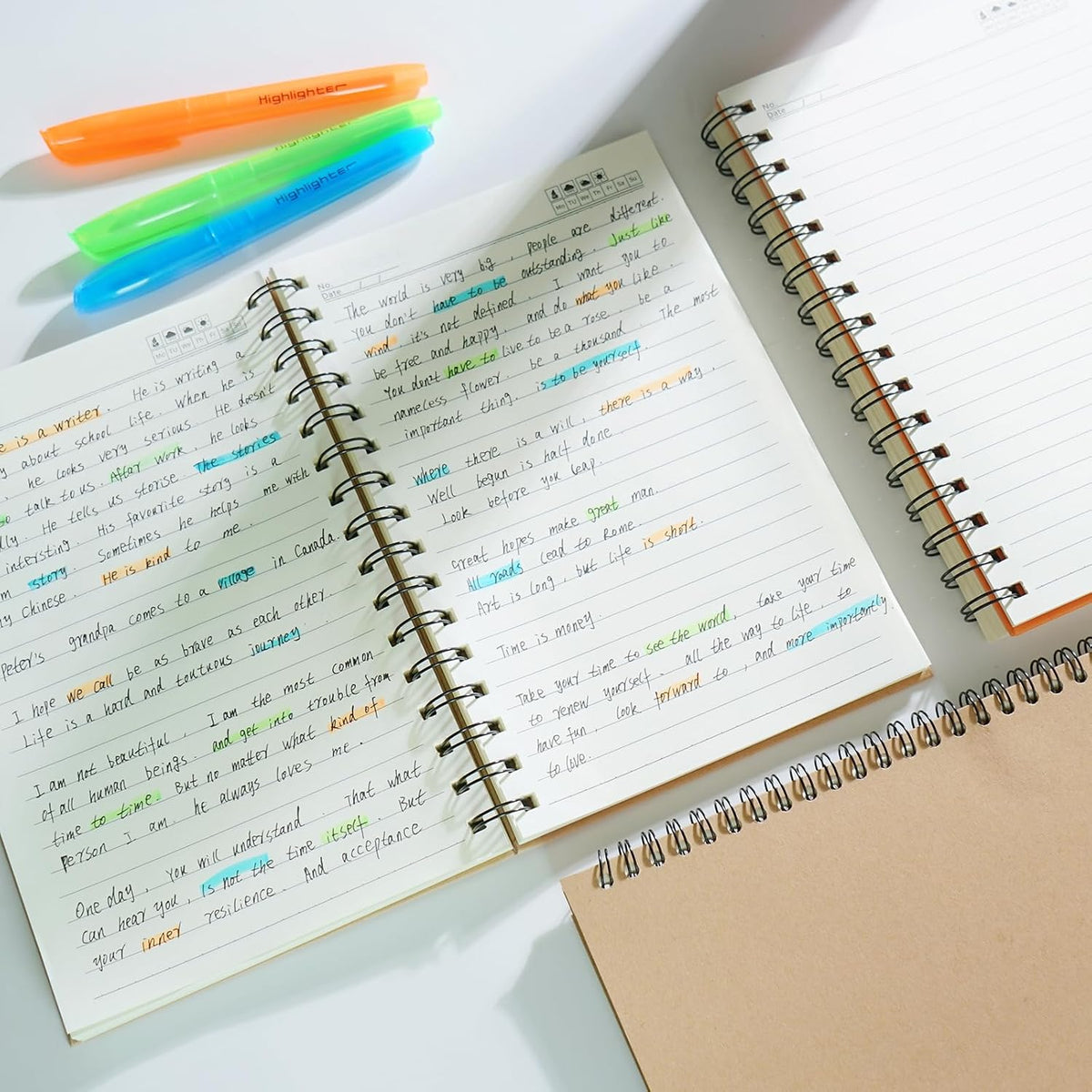 A5 Spiral Notebook, 6 Pack 200 Pages Journal with Kraft Hard Cover