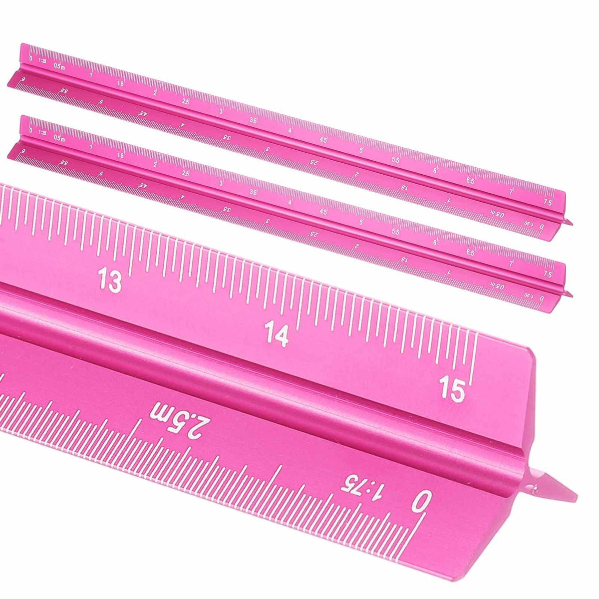 HARFINGTON 2 Pcs Architectural Scale Ruler, 12 Inch Metric Aluminum Alloy Architect Triangular Small Scale Laser-Etched Blueprint Drafting Ruler for Architects Engineers, Green