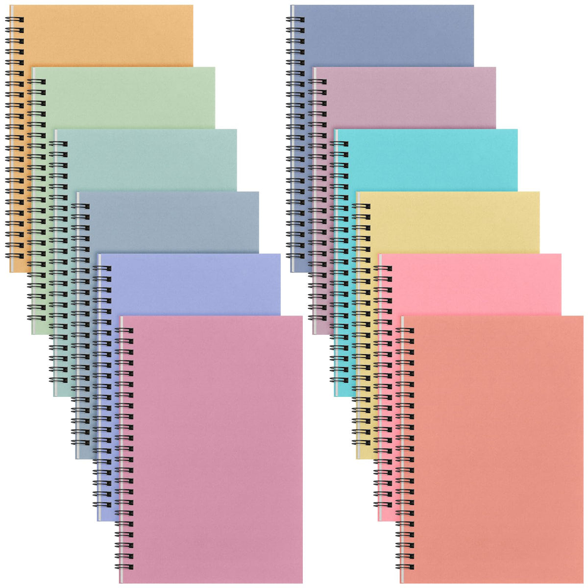 Fuutreo 12 Pcs Spiral Notebook for Work, 8.3 x 5.7 Candy Color, Classic
