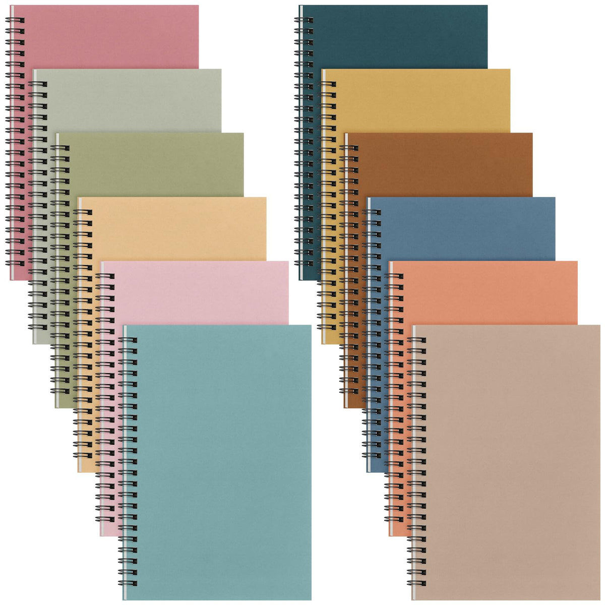 Fuutreo 12 Pcs Spiral Notebook for Work, 8.3 x 5.7 Candy Color, Classic