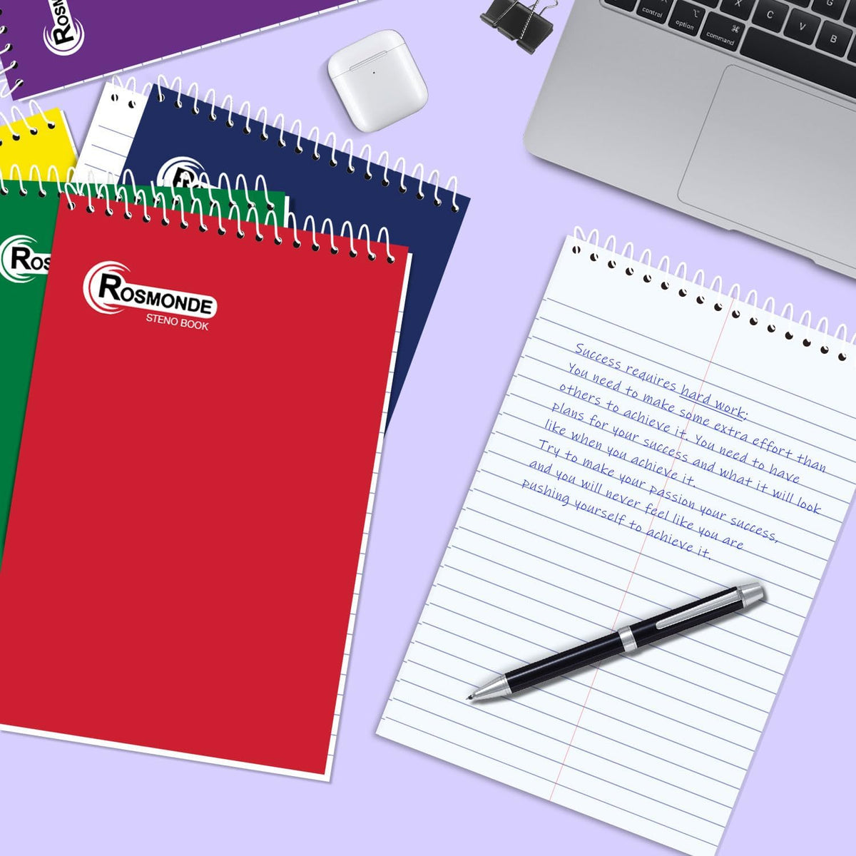Rosmonde Spiral Steno Pads 12 Pack, 6 x 9, Gregg Ruled Steno Pad,80 Sheets