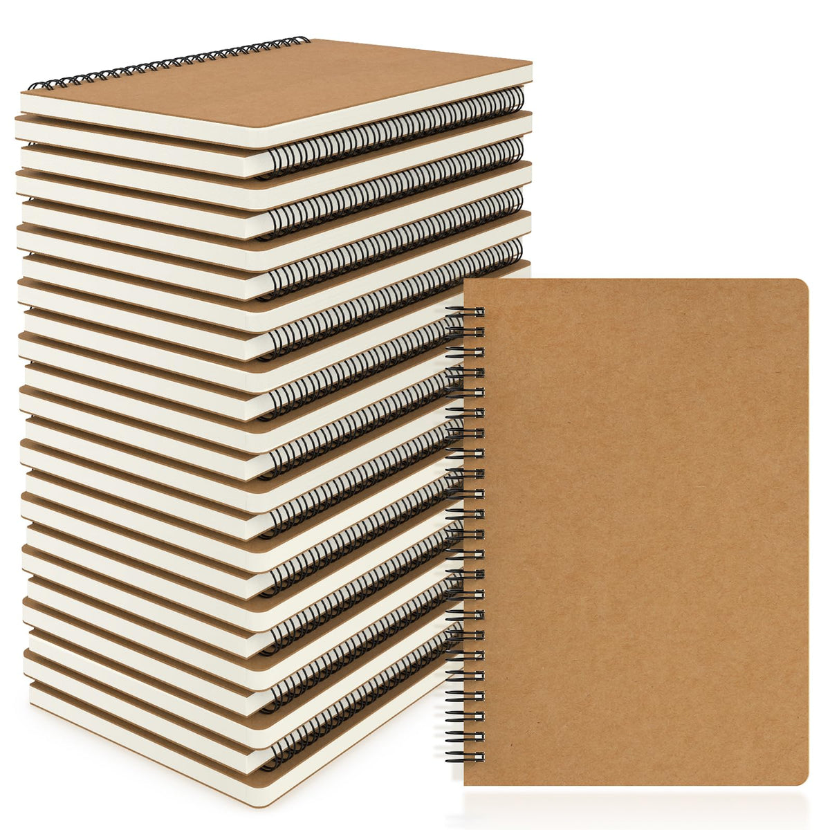 EUSOAR Spiral Ruled Notebook, A5 3packs 5.5"X8.3" 120 Pages Lined Travel Writing Notebooks Journal, Memo Notepad Sketchbook, Office Business Subject Diary Ruled Spiral Book Journal-Coffee Cover