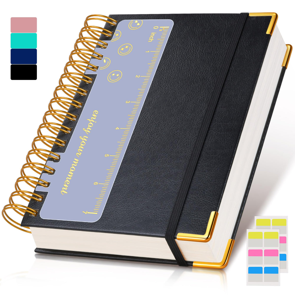 Spiral Notebook Journal 8.5” x 11”, 300 Pages Hardcover Leather Lined Journals for Women Men, A4 Large College Ruled Notebooks with 100 GSM Thick Paper, Spiral Journal for Writing Work School, Purple