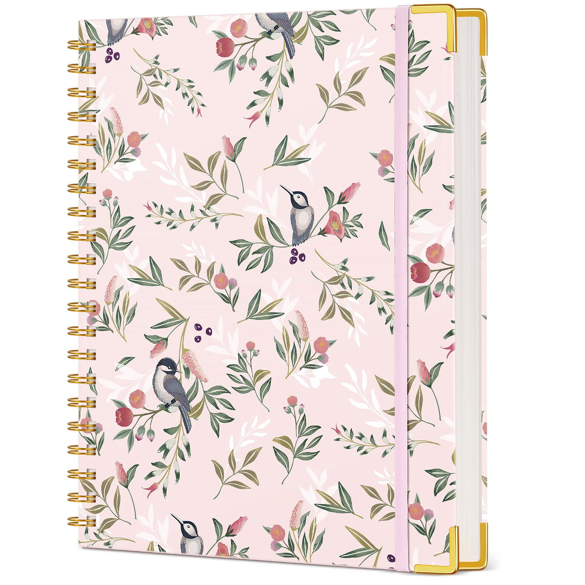 Cute Spiral Notebook Journal for Women, 200 Pages Lined Notebooks 8.5” x 11”, A4 Large Hardcover Spiral Journals with 100 GSM Thick Paper, College Ruled Notebook for Writing Work School, Orange Floral