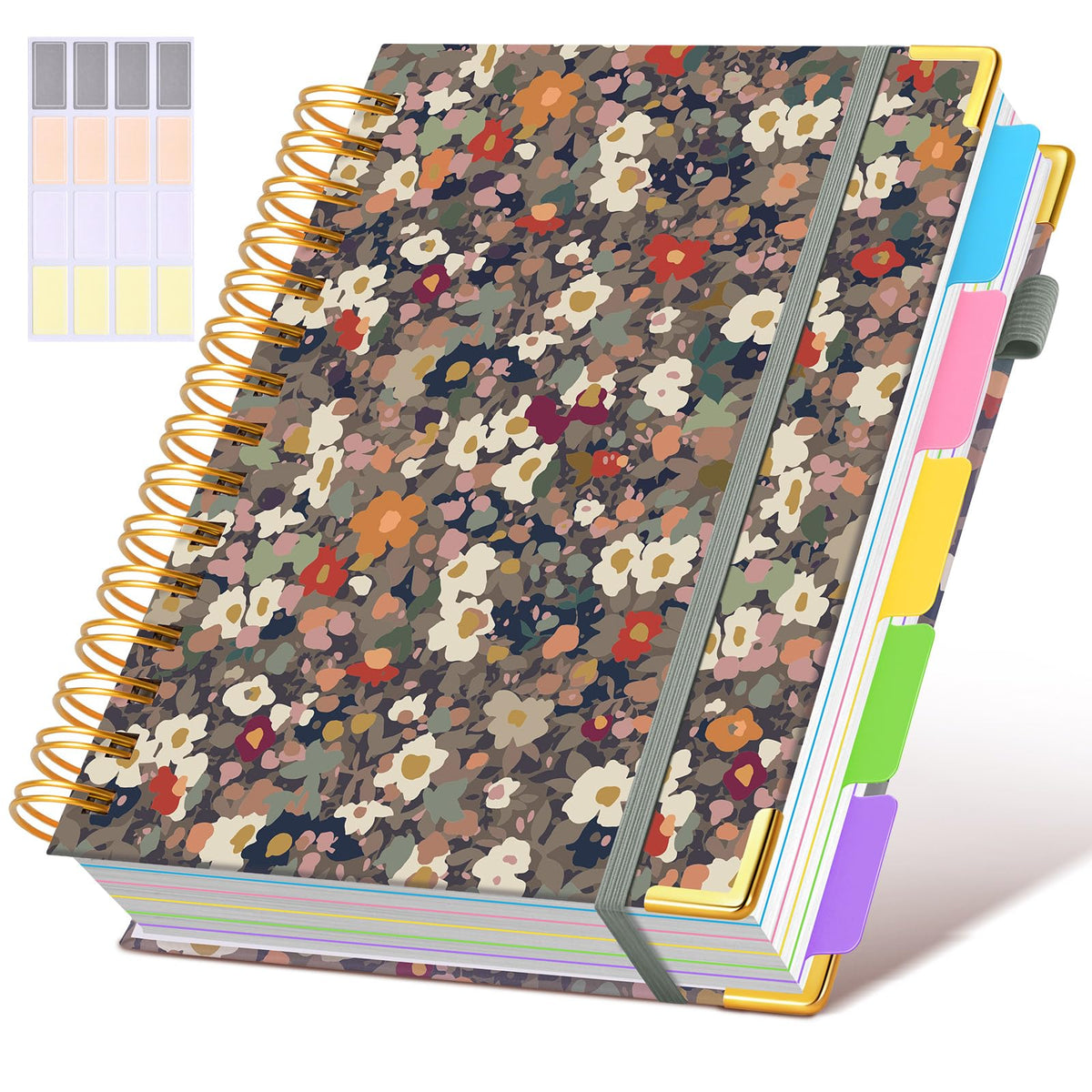 Hardcover Spiral Notebook journal with Removable Dividers Tabs, 300 Pages Leather 5 Subject Notebook College Ruled, 8"x10" Large B5 Notebooks for Work School Note taking, Lined Journal for Women,Green