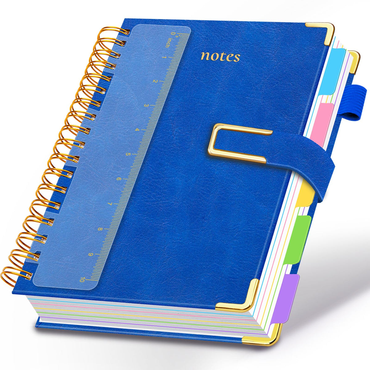 Hardcover Spiral Notebook College Ruled, 6.2"x 8.2" Leather Journal Notebook with Magnetic Closure, 300 Pages 5 Subject Notebook with Dividers Tabs Journal for Women Men, Work, School(Sage Green)