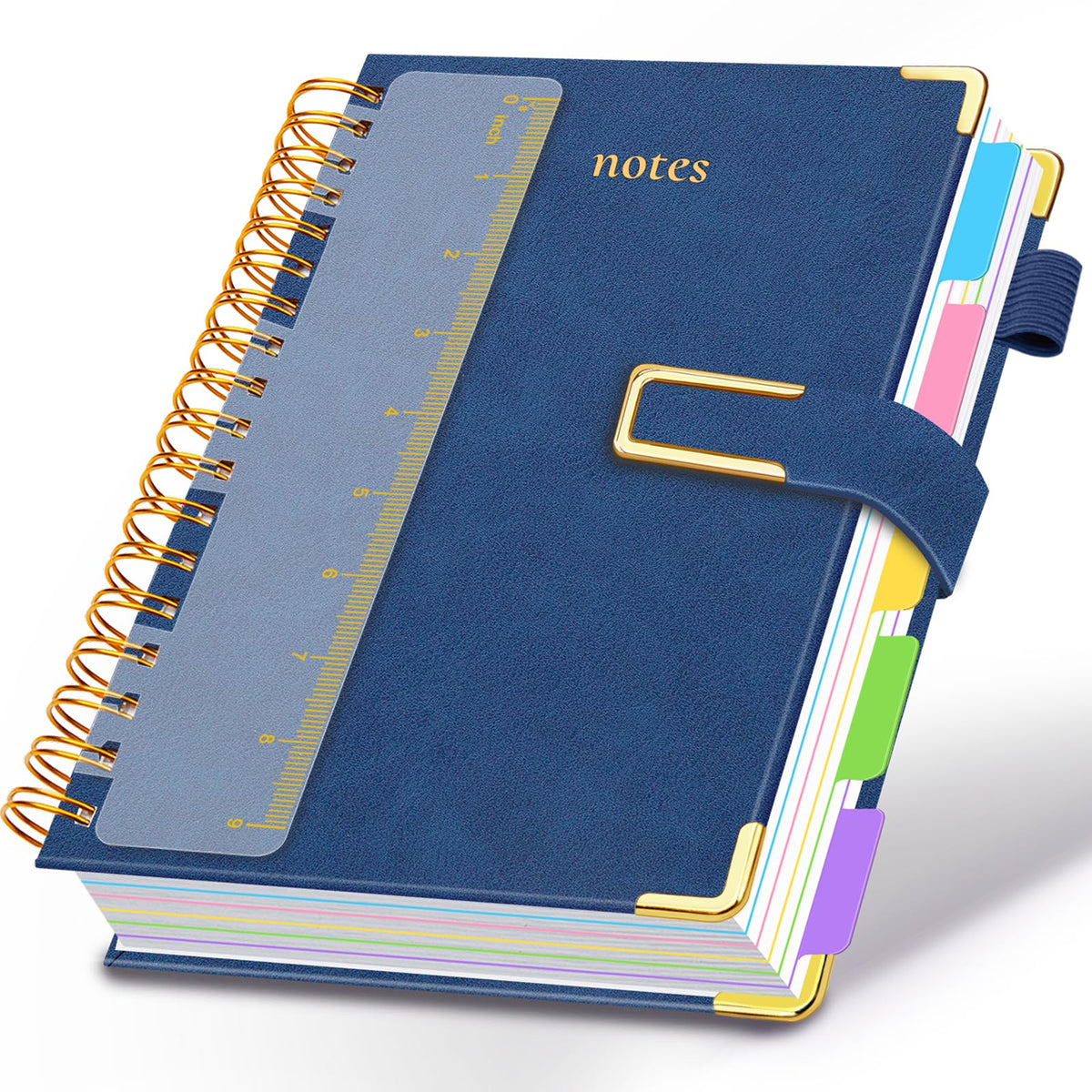 Hardcover Spiral Notebook College Ruled, 6.2"x 8.2" Leather Journal Notebook with Magnetic Closure, 300 Pages 5 Subject Notebook with Dividers Tabs Journal for Women Men, Work, School(Sage Green)