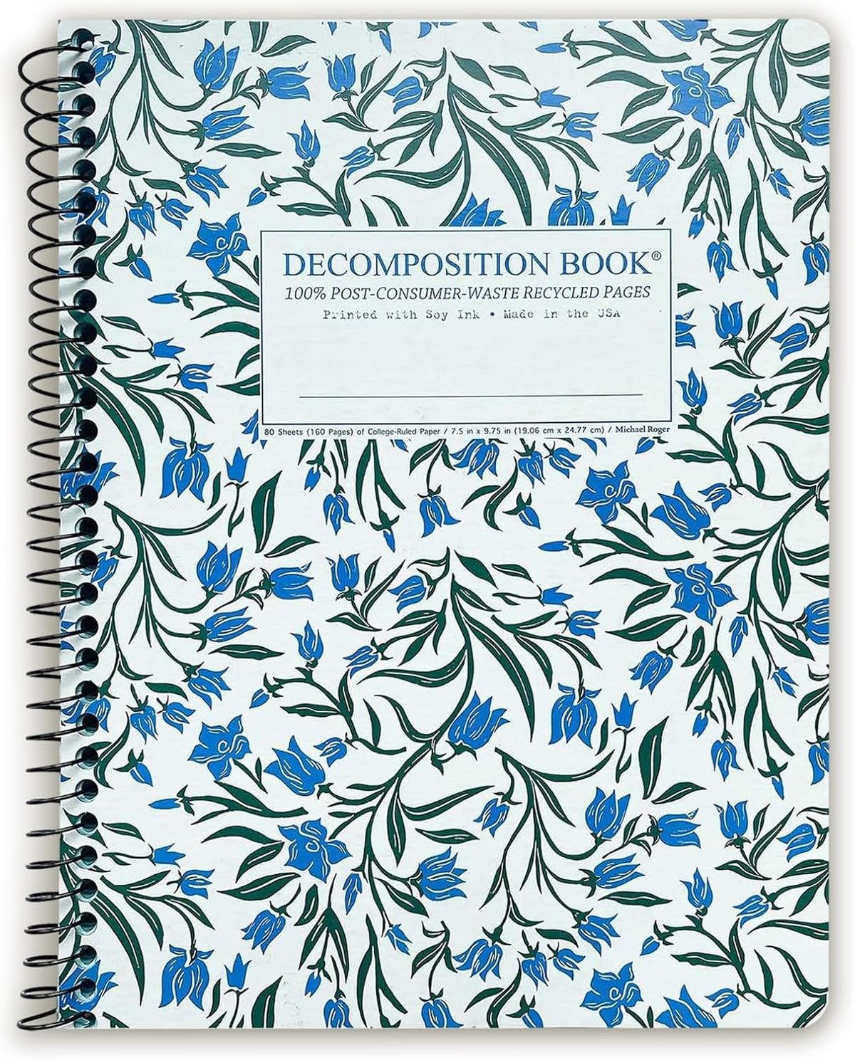 Decomposition Bluebells College Ruled Spiral Notebooks – 9.75 x 7.5 Journal with 160 Lined Pages – Notebooks for School Supplies, Home & Office – 100% Recycled Paper – Made in USA