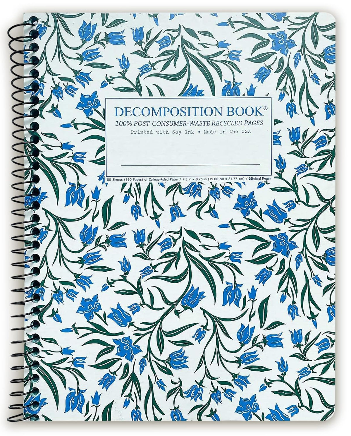Decomposition Jellyfish College Ruled Spiral Notebook - 9.75 x 7.5 Journal with 160 Lined Pages - 100% Recycled Paper - Cute Notebooks for School Supplies, Home & Office - Made in USA