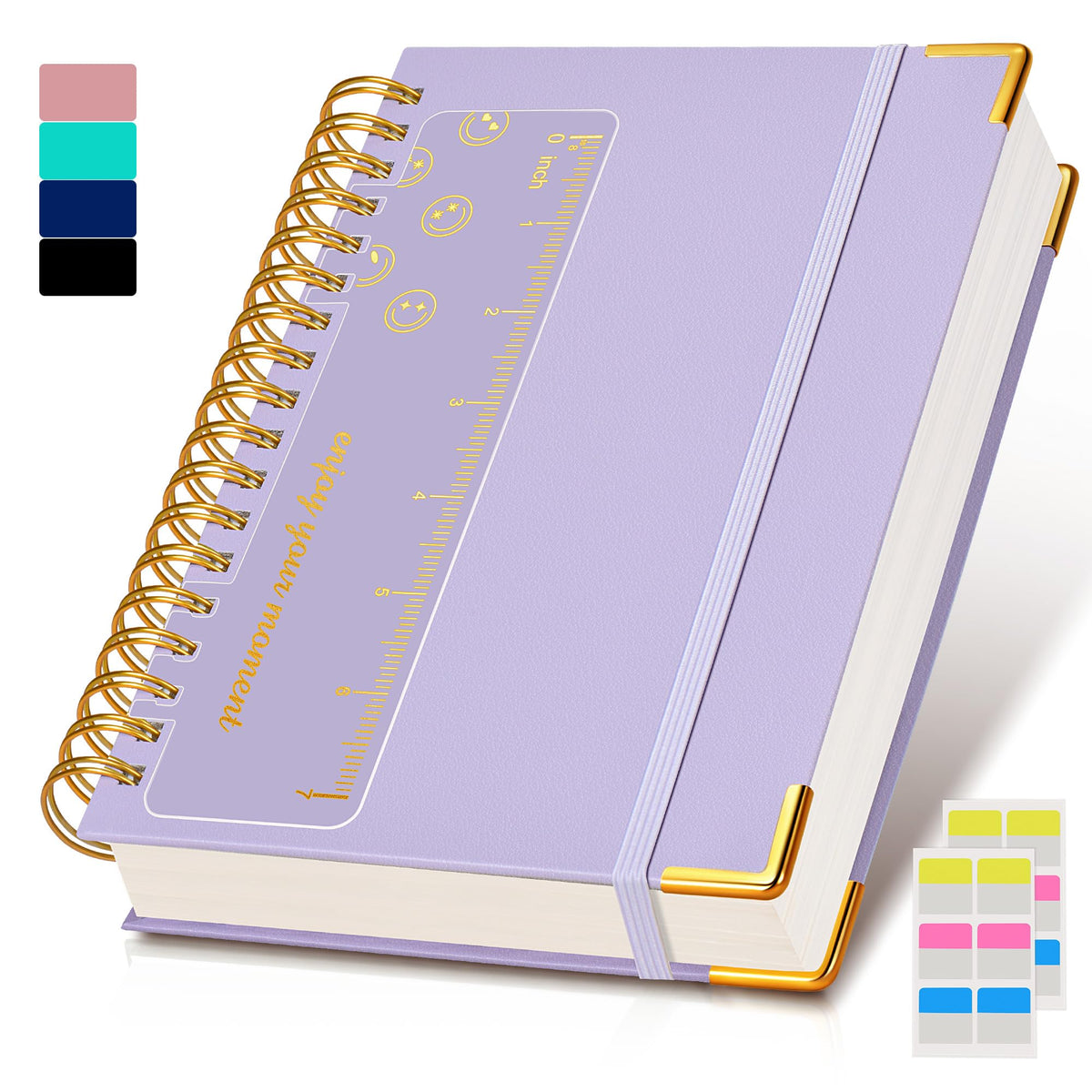Spiral Notebook Journal 8.5” x 11”, 300 Pages Hardcover Leather Lined Journals for Women Men, A4 Large College Ruled Notebooks with 100 GSM Thick Paper, Spiral Journal for Writing Work School, Purple