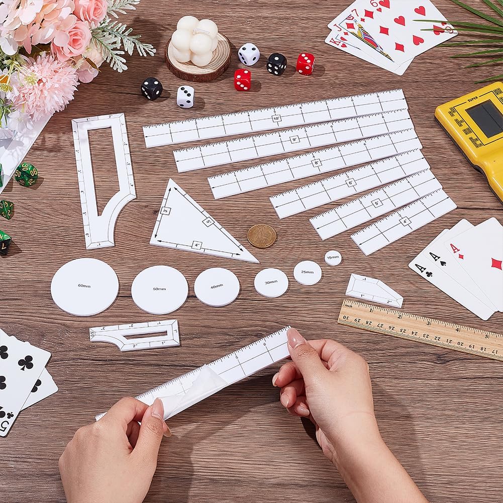 BENECREAT 17PCS Objective Point Markers, Acrylic Ruler Objective Makers Set, Round Objective Marker Gaming Accessory, War Games Measuring Ruler for Tabletop Wargames Templates Set (White)