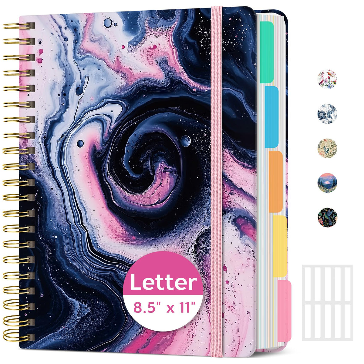 Taja Spiral Notebooks for Work 5 Subject Notebook with Removable Dividers