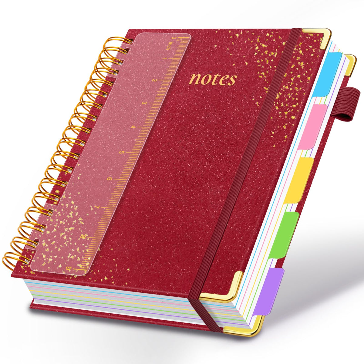 Hardcover Spiral Notebook with Tabs & Dividers, 8"x10" 5 Subject