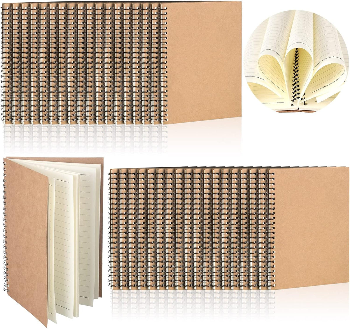 36 Packs A5 Spiral Notebook Hardcover Ruled Notebooks Soft Cover Spiral Journal College Writing Subject Lined Notebook 5.5 x 8.3 Inch 50 Sheets 100 Pages Lined Paper for Office School (Brown)