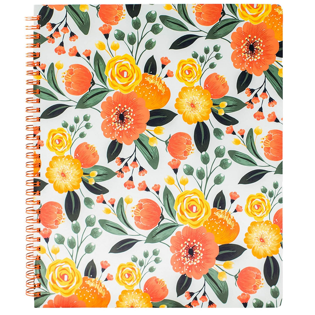 Steel Mill & Co. Cute Floral Large Spiral Notebook, Orange Flower