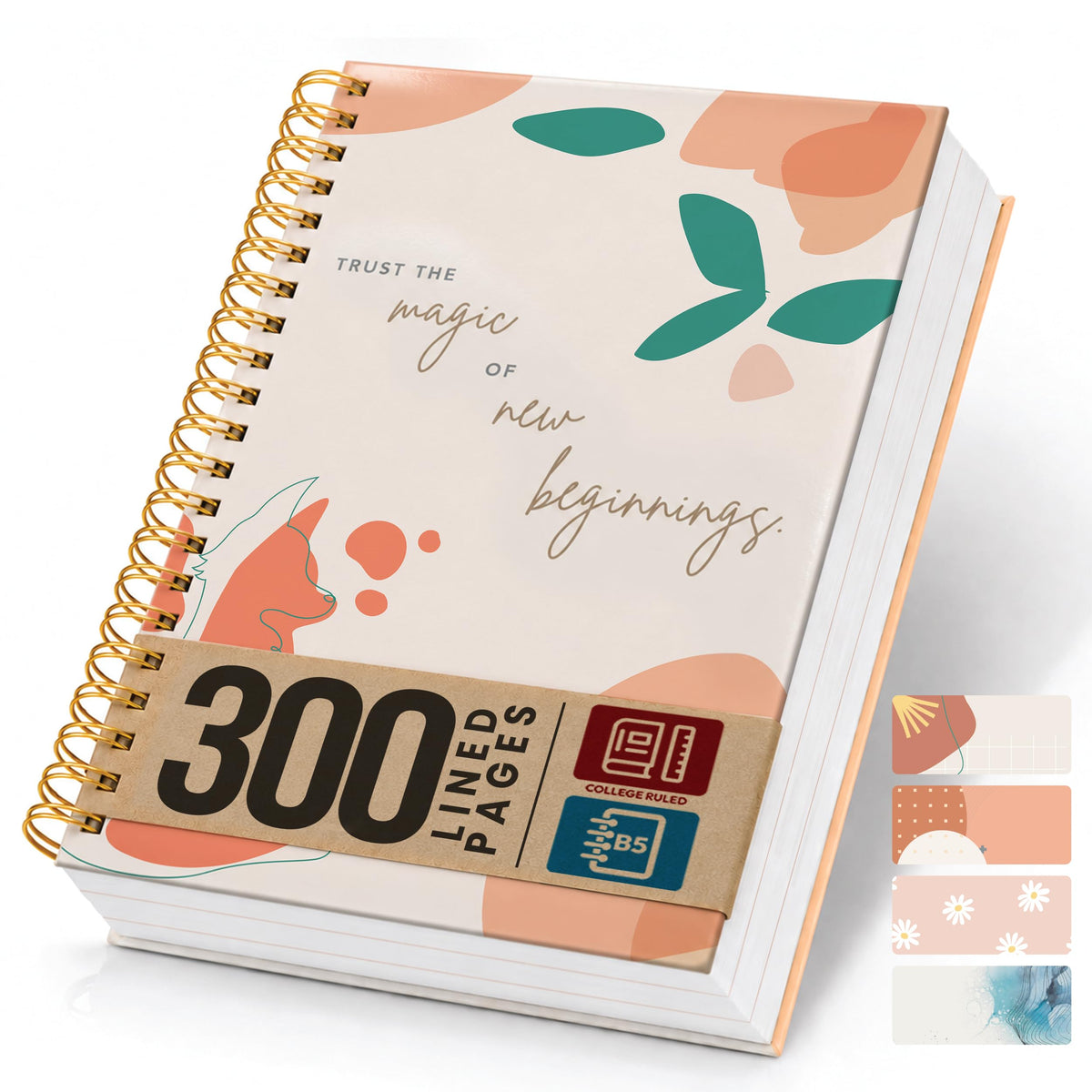 300-Page Hard Cover Notebook with Affirmations - B5 Spiral Bound
