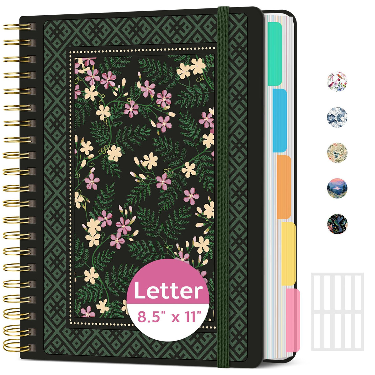 Taja Spiral Notebooks for Work 5 Subject Notebook with Removable Dividers