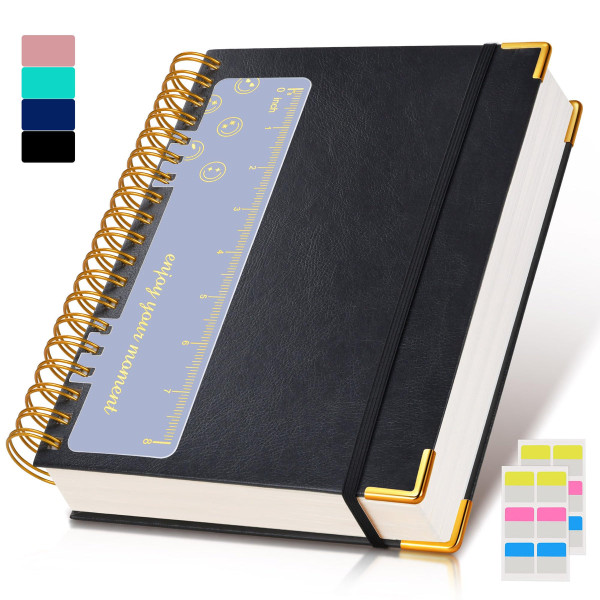 Spiral Notebook Journal 8.5” x 11”, 300 Pages Hardcover Leather Lined Journals for Women Men, A4 Large College Ruled Notebooks with 100 GSM Thick Paper, Spiral Journal for Writing Work School, Purple