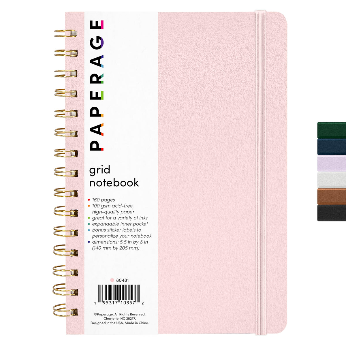 PAPERAGE Lined Spiral Journal Notebook, (Burgundy, Navy, Olive Green), 3 Pack, 160 Pages, Medium 5.5 inches x 8 inches - 100 GSM Thick Paper, Hardcover, Double-Wire Spiral Journal & Notebook