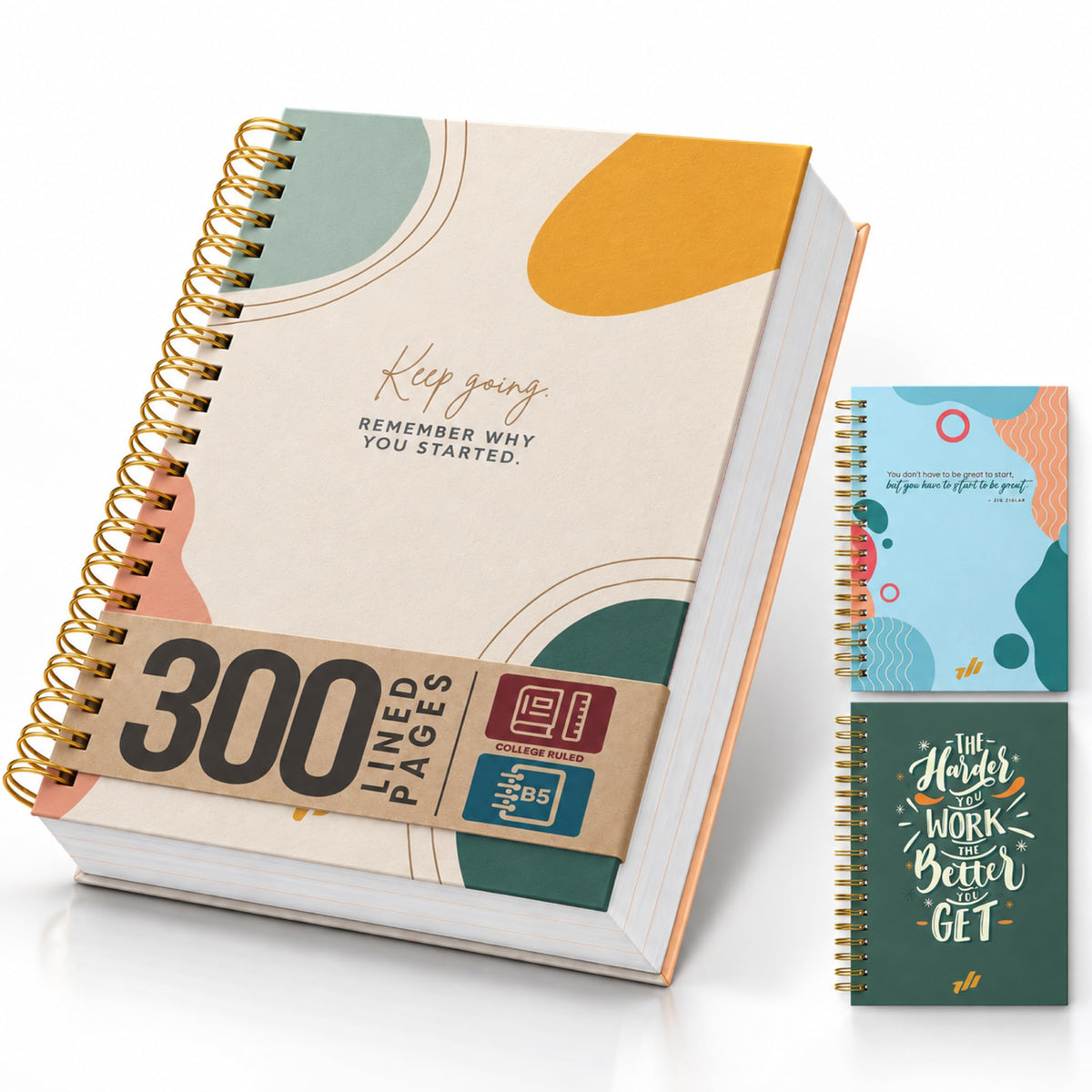 300-Page Hard Cover Notebook with Affirmations - B5 Spiral Bound