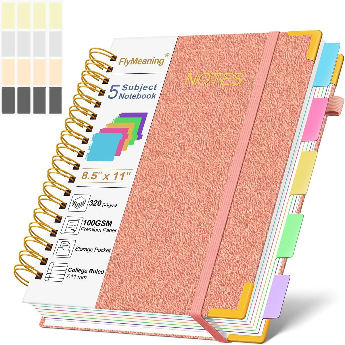 Hardcover Spiral Notebook Journal with Removable Dividers Tabs