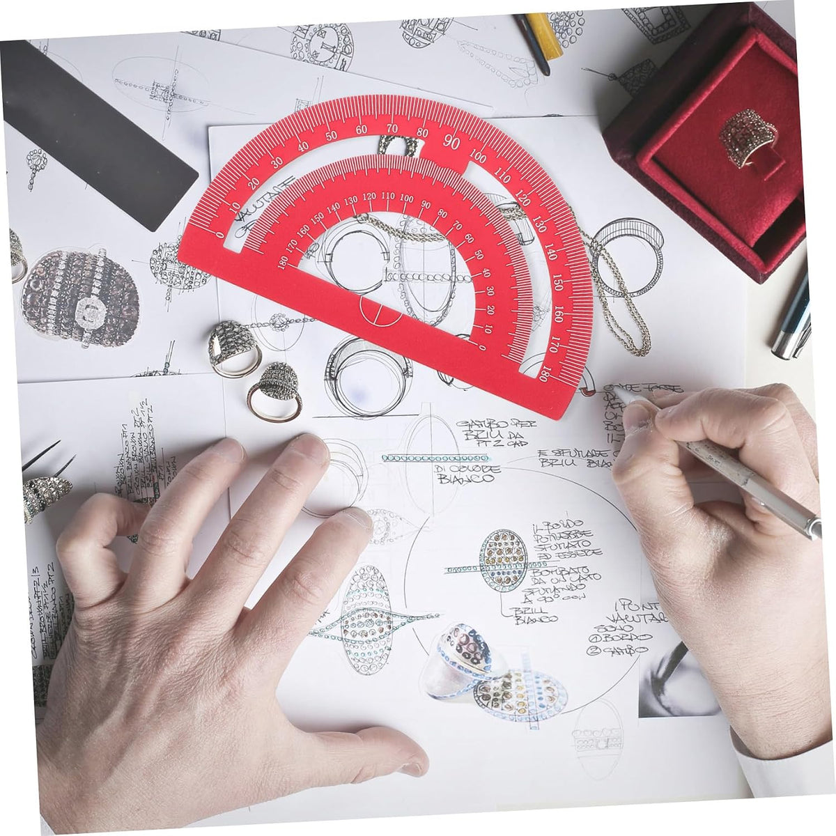 Aluminum Alloy Metal Geometry Set, Ruler Kit for Drafting