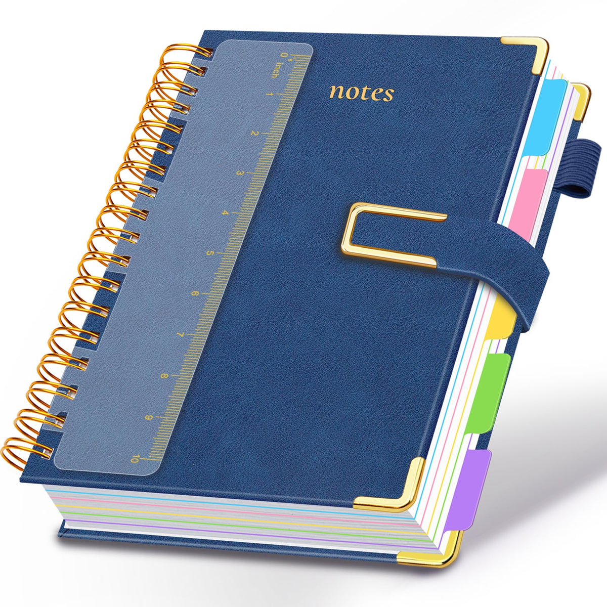 Hardcover Spiral Notebook College Ruled, 6.2"x 8.2" Leather Journal Notebook with Magnetic Closure, 300 Pages 5 Subject Notebook with Dividers Tabs Journal for Women Men, Work, School(Sage Green)
