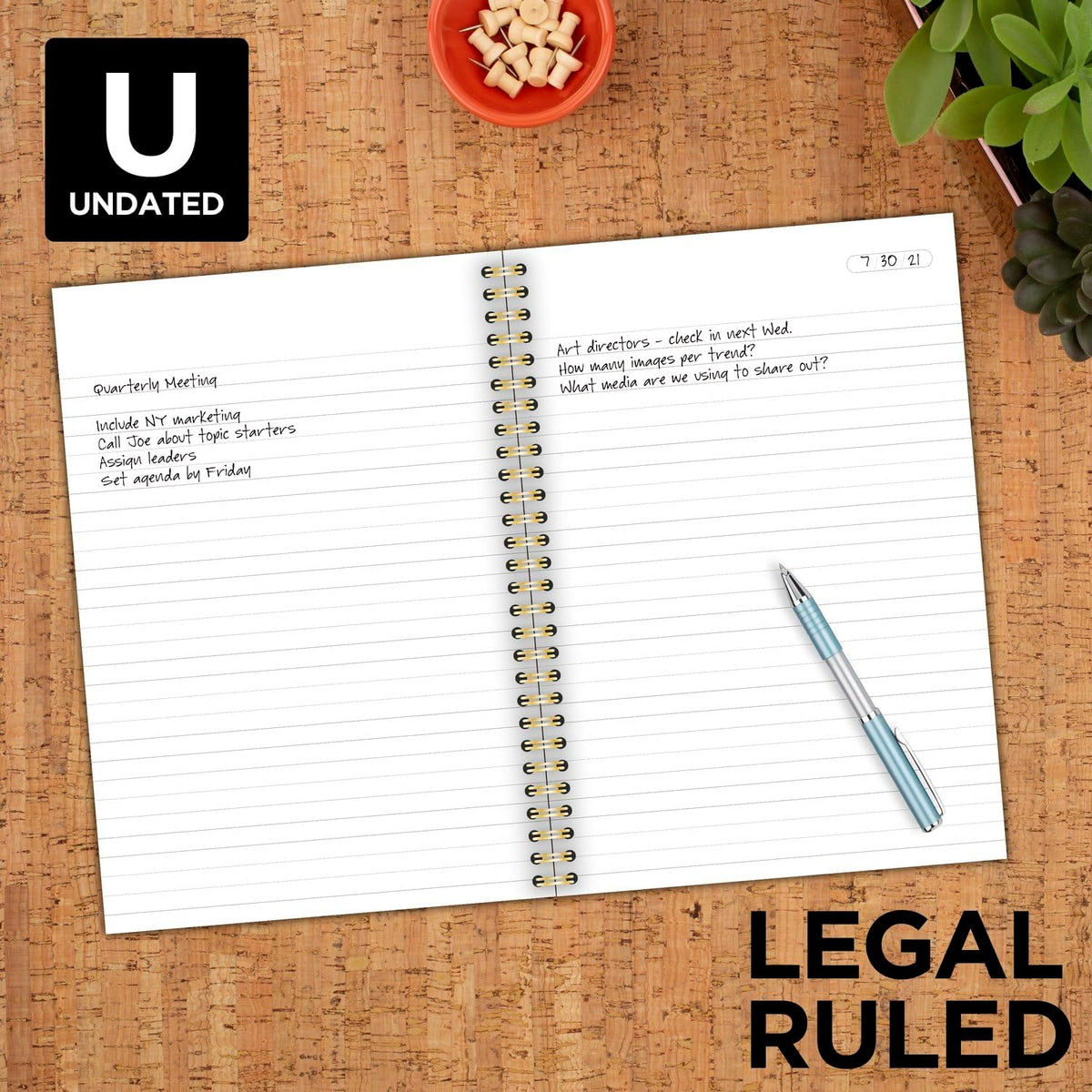 Cambridge Business Notebook, Legal Ruled Paper, 6-1/2" x 9-1/2", 80 Sheets, Flexible Soft Touch Cover, Purple (49556)