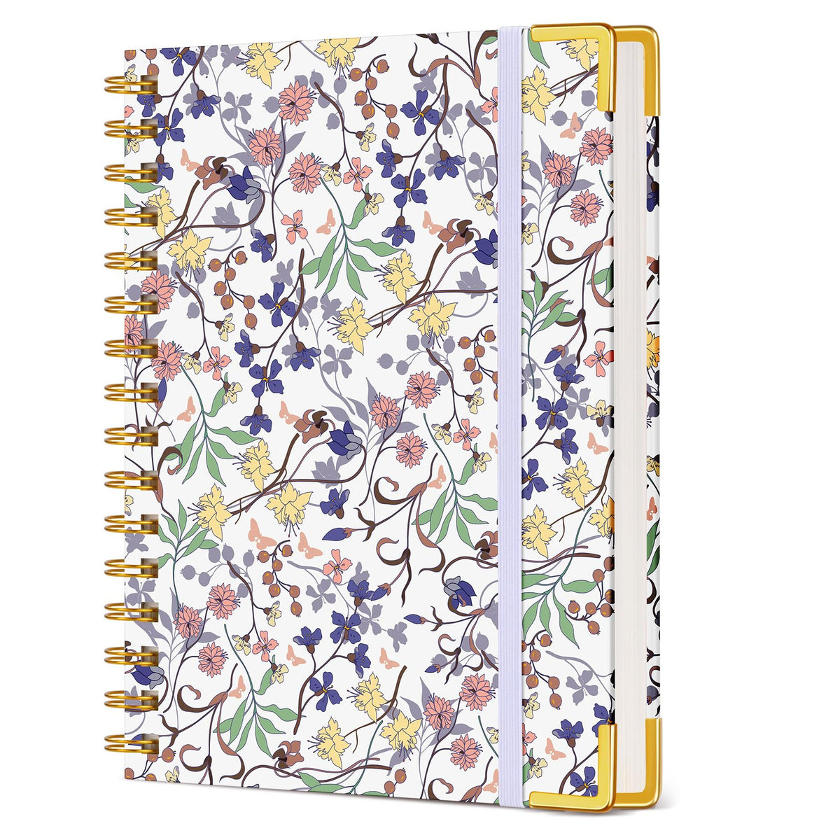 Cute Spiral Notebook Journal for Women, 200 Pages Lined Notebooks 8.5” x 11”, A4 Large Hardcover Spiral Journals with 100 GSM Thick Paper, College Ruled Notebook for Writing Work School, Orange Floral