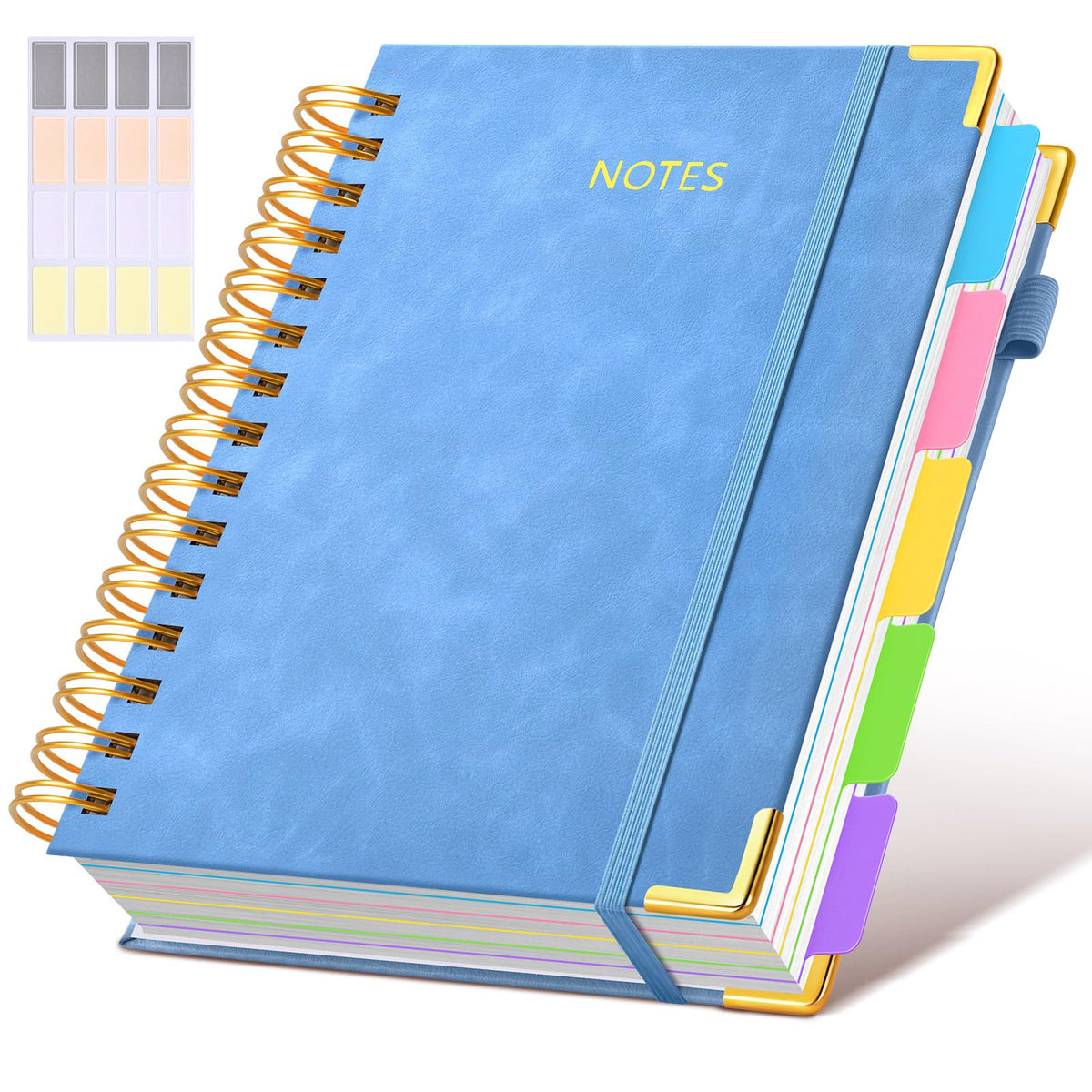 Hardcover Spiral Notebook journal with Removable Dividers Tabs, 300 Pages Leather 5 Subject Notebook College Ruled, 8"x10" Large B5 Notebooks for Work School Note taking, Lined Journal for Women,Green