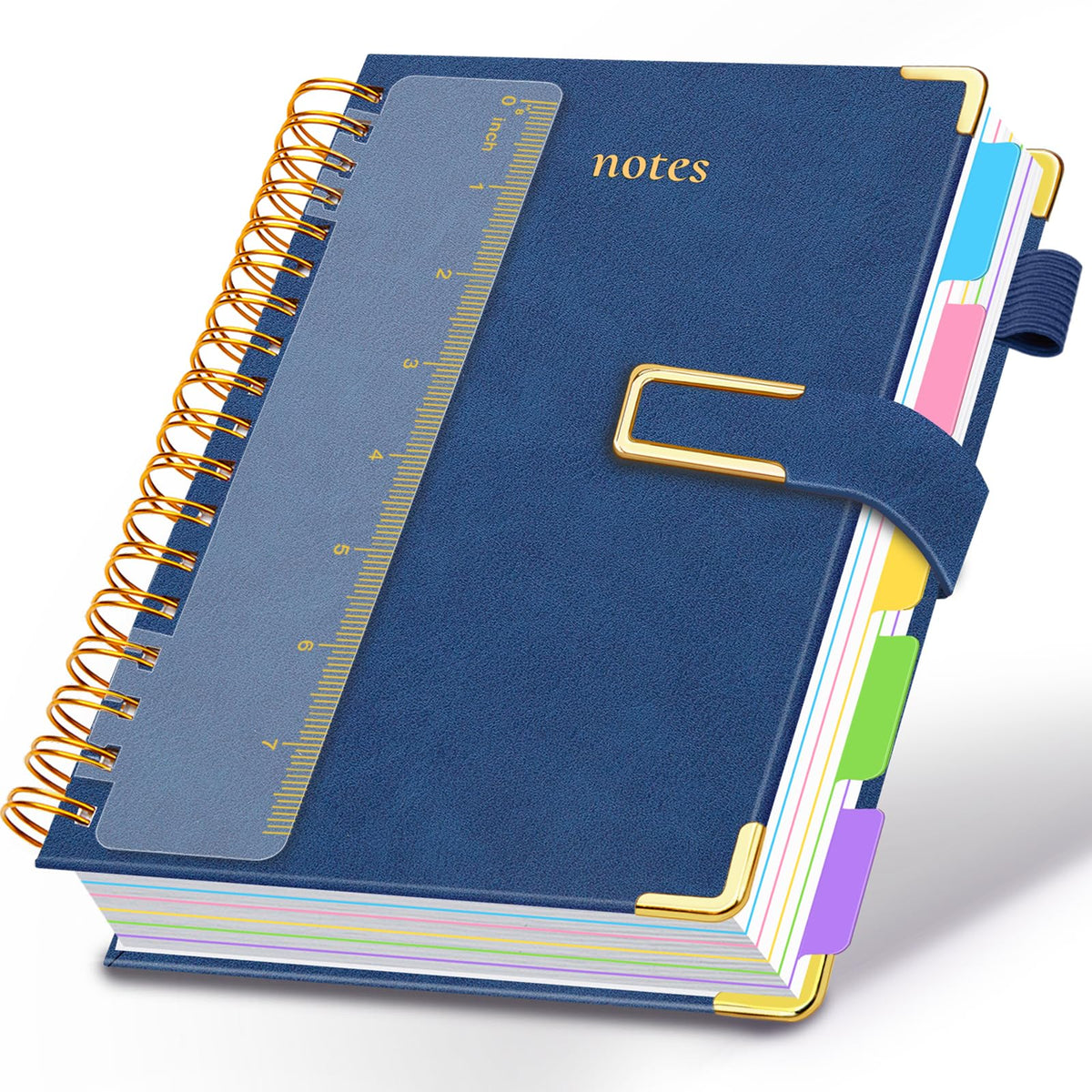 Hardcover Spiral Notebook College Ruled, 6.2"x 8.2" Leather Journal Notebook with Magnetic Closure, 300 Pages 5 Subject Notebook with Dividers Tabs Journal for Women Men, Work, School(Sage Green)