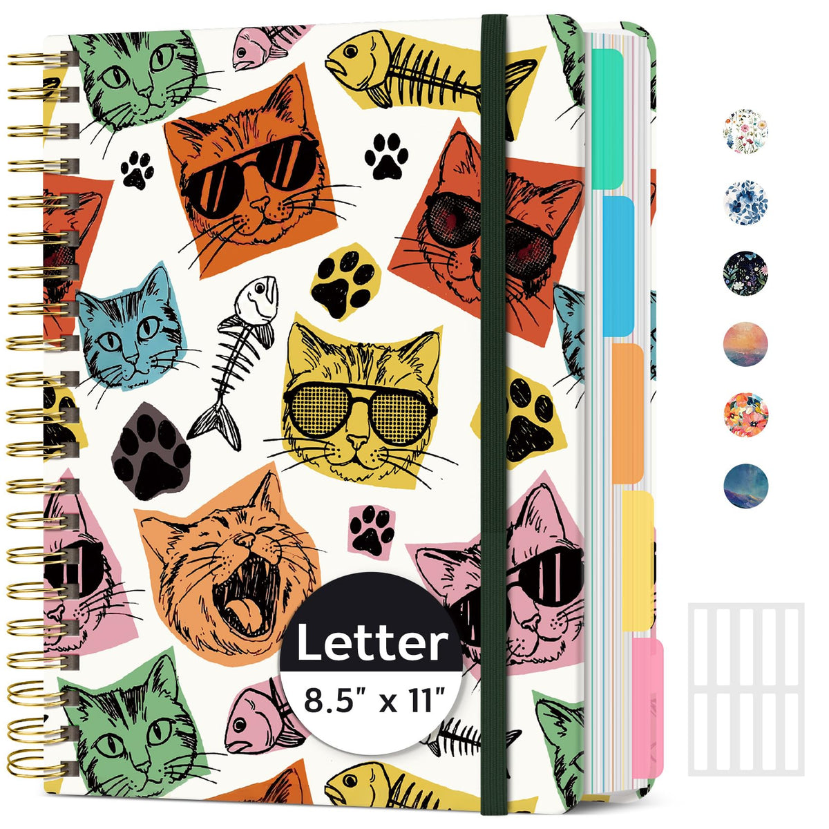 Taja Spiral Notebooks for Work 5 Subject Notebook with Removable Dividers
