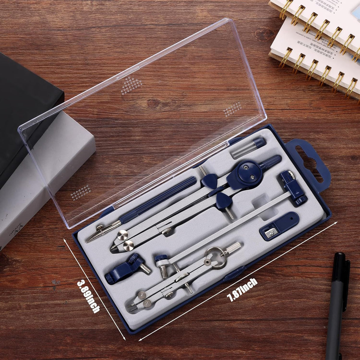 13 Pcs Compass and Protractors Set Math Compass Geometry Tool with Case