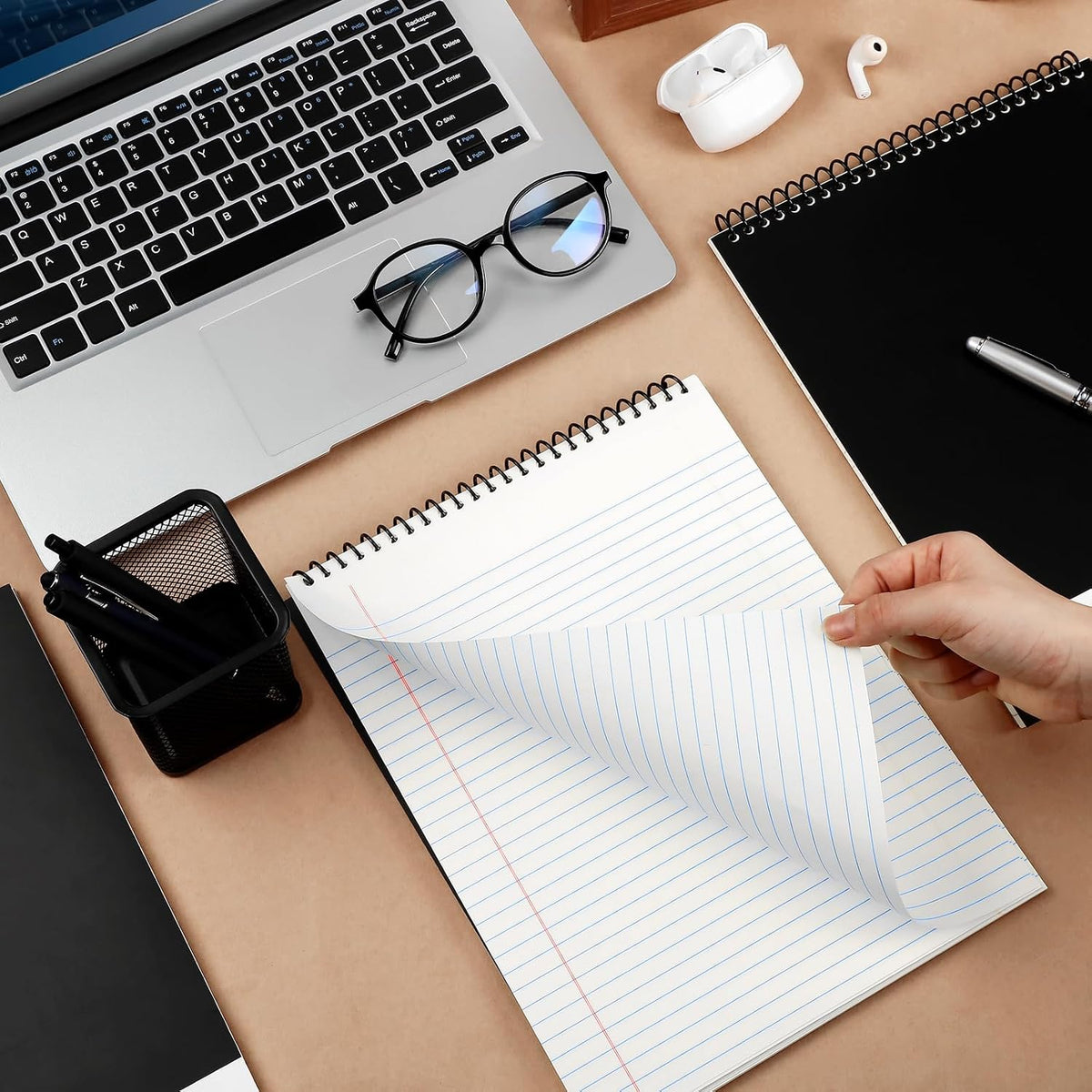 Resurhang 6 Pcs Top Spiral Notebooks,8.5 x 11 Inches,No Holes,White