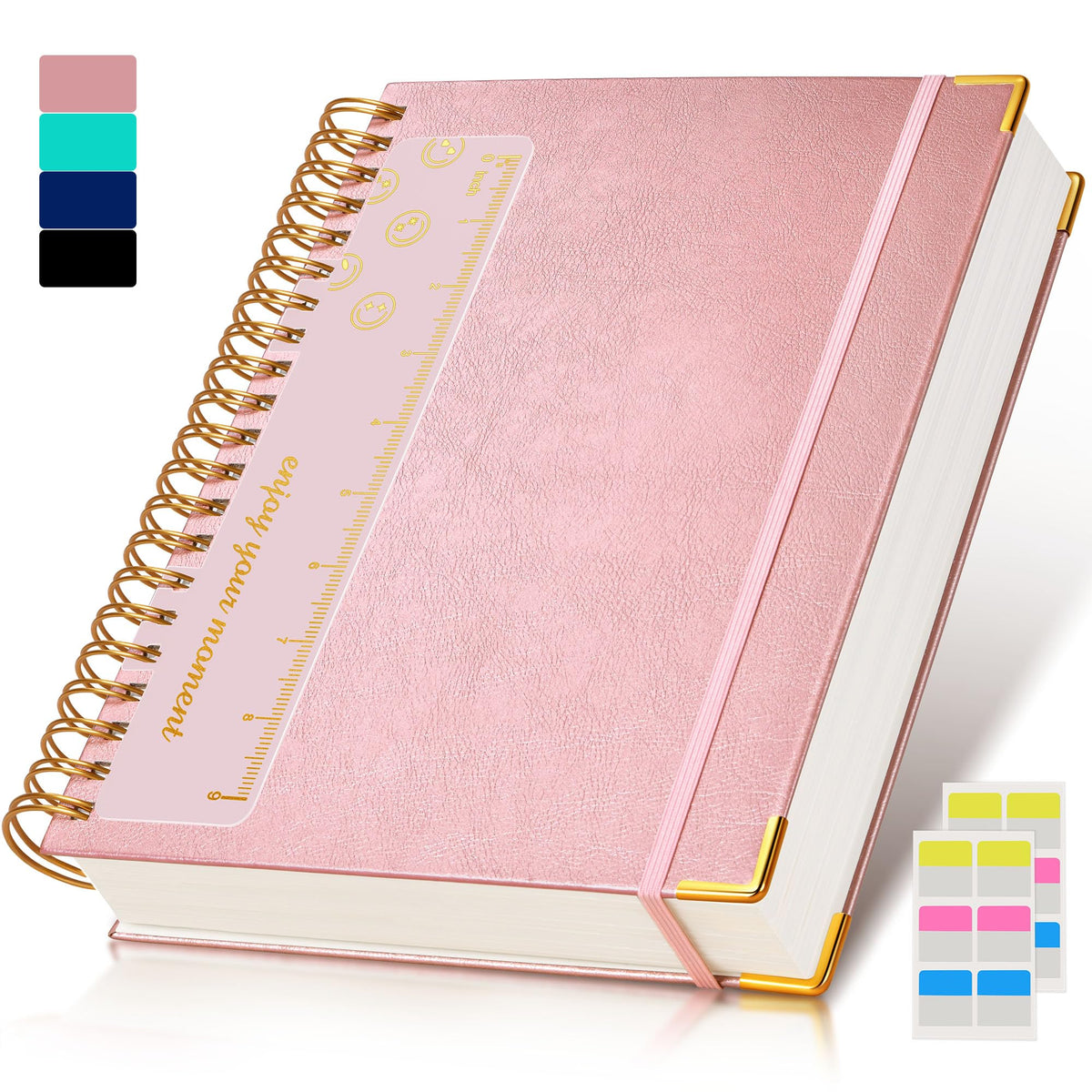 Spiral Notebook Journal 8.5” x 11”, 300 Pages Hardcover Leather Lined Journals for Women Men, A4 Large College Ruled Notebooks with 100 GSM Thick Paper, Spiral Journal for Writing Work School, Purple