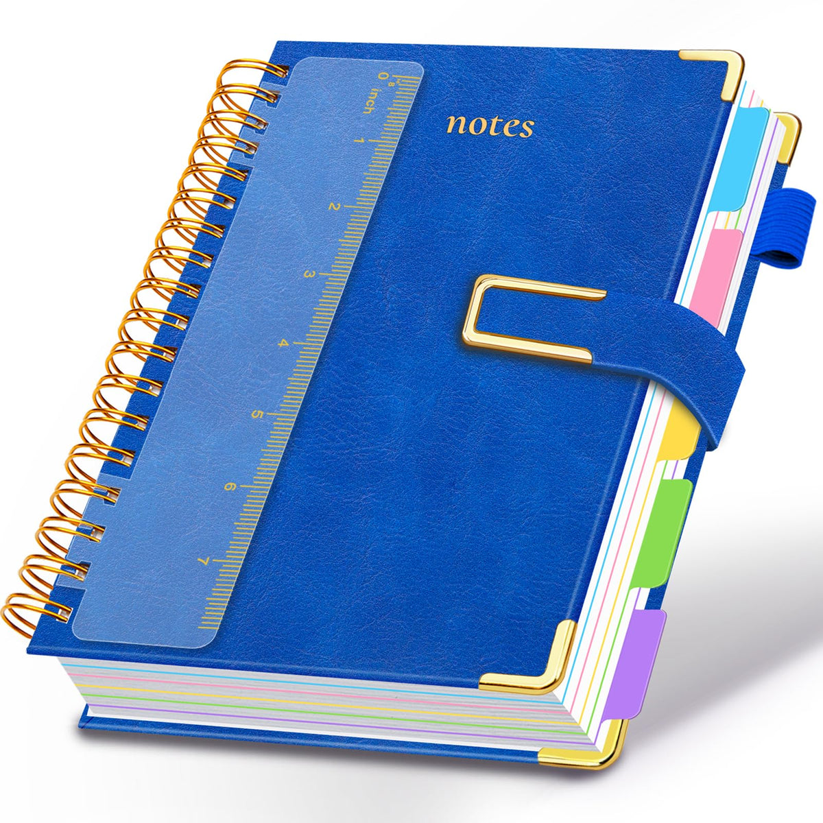 Hardcover Spiral Notebook College Ruled, 6.2"x 8.2" Leather Journal Notebook with Magnetic Closure, 300 Pages 5 Subject Notebook with Dividers Tabs Journal for Women Men, Work, School(Sage Green)