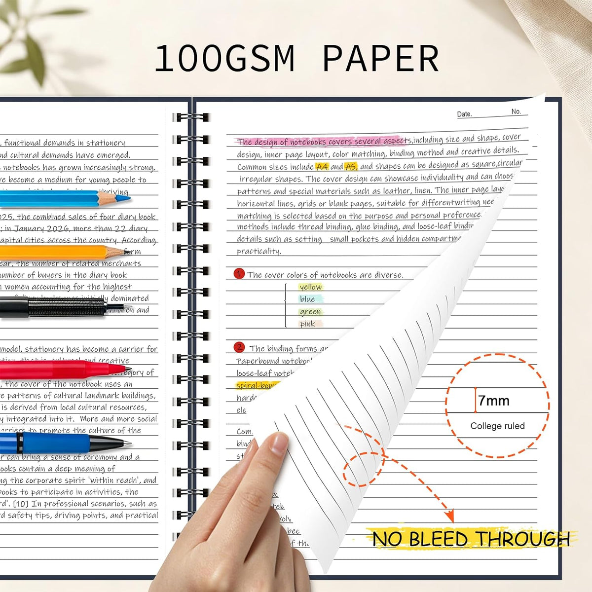 Lined Spiral Notebook 8.5"x11" 4 Pack Hardcover Journal 100GSM